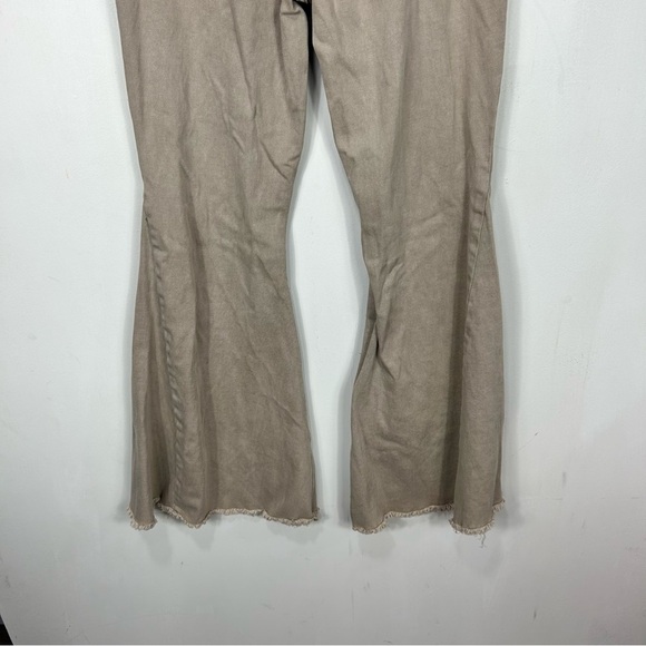 CATO denim raw hem asymmetrical waist tan flare jeans CC22 - Picture 5 of 7